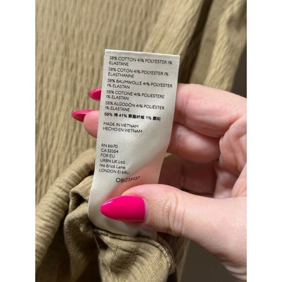 Free People We The Free Ruffle Sleeve Top Shirt Brown Medium - Picture 5 of 7